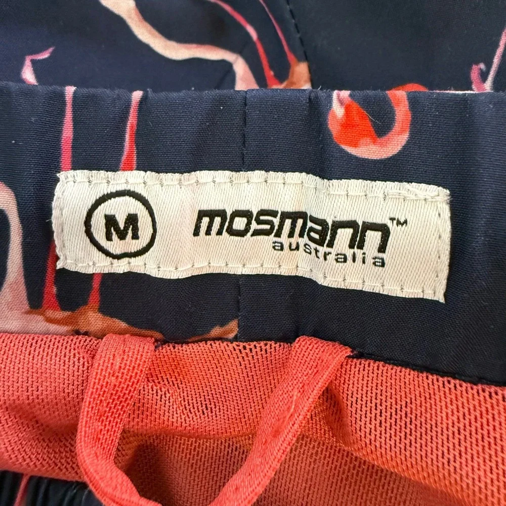 Mosmann‎ Australia Mens Navy Pink Flamingo Swim Trunks Board Shorts Size M